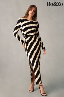 Ro&Zo Bold Stripe Twist Detail Jersey Dress (617750) | OMR51
