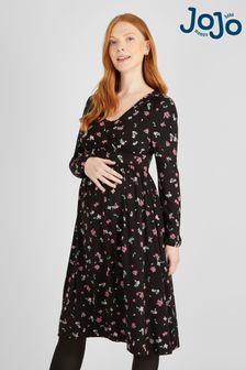 JoJo Maman Bébé Black Maternity & Nursing Wrap Dress (617927) | $78