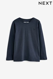 Navy - Long Sleeve Plain T-shirt (3mths-7yrs) (618188) | kr70 - kr110