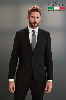 Black Slim Fit Signature Tollegno Fabric Suit (618629) | €191