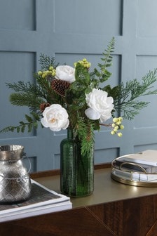 Large Floral Arrangement In Glass Vase