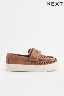Tan Brown Standard Fit (F) Woven Loafers (619094) | kr360 - kr430