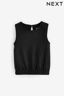 Črna - Teksturirana majica brez rokavov (3–16 let) (619115) | €11 - €18