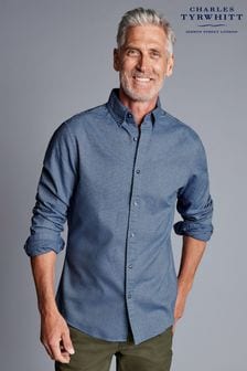Charles Tyrwhitt Blue Dobby Flannel Classic Fit Shirt (619130) | 322 QAR