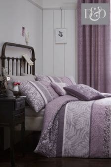 D&D Purple Hanworth Panel Stripe Duvet Cover And Pillowcase Set (619267) | $31 - $60