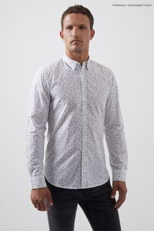 French Connection White/Black Floral Long Sleeve Shirt (619338) | ₪ 176