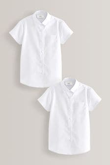 White 2 Pack Short Sleeve Curved Collar School Shirt (3-16yrs) (619431) | INR 992 - INR 1,599