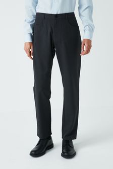 Charcoal Grey Jean Style Slim Machine Washable Plain Front Formal Trousers (619563) | €6