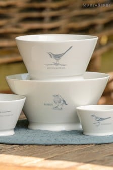Mary Berry White Garden Pied Wagtail Medium Serving Bowl