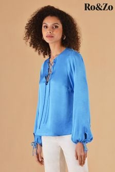 Ro&Zo Blue Lace-Up Detail Top (619977) | €38