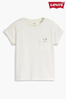 Levi's Hibiscus Peek Cloud Dancer Levi's DR Margot Pocket T-Shirt (620084) | $48