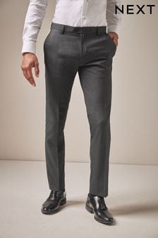 Charcoal Grey Slim Fit Stretch Formal Trousers (620461) | 121 QAR