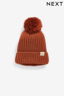 Orange Knitted Rib Pom Hat (3mths-10yrs) (620534) | €4 - €6