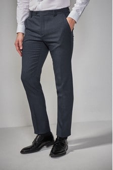 Navy Blue Skinny Fit Puppytooth Suit: Trousers (620665) | €14