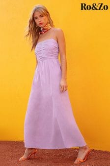 Ro&Zo Purple Strappy Linen Midi Dress (620747) | €72