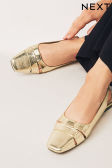 Gold Forever Comfort® Cut-Out Square Toe Slingback Shoes (620829) | €41