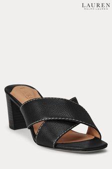 Črna - Lauren Ralph Lauren usnjeni sandali  Freddi Tumbled (620912) | €193