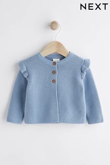 Blue Baby Frill Shoulder Knitted Cardigan (0mths-2yrs) (620930) | €18 - €20