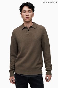 AllSaints Brown Statten Polo Shirt (621281) | $218