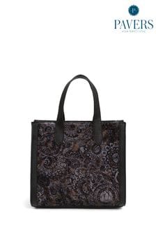 Pavers Black Floral Tote Bag (621592) | 148 QAR