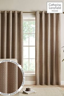 Catherine Lansfield Natural Textured Thermal Lined Eyelet Curtains (621737) | €22 - €61