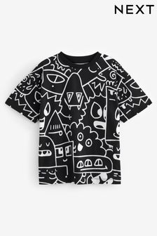 Black/White Doodle Boy Licensed T-Shirt (3-16yrs) (621910) | OMR6 - OMR8