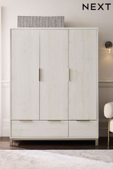 White Bronx Oak Effect Triple, 2 Drawers Wardrobe (622044) | €825