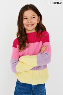 Rosa - ONLY KIDS Strickpullover mit Streifen, Pink (622398) | 31 €