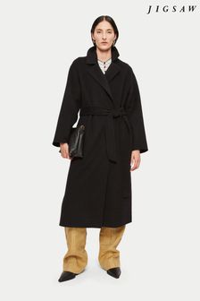 Jigsaw Long Double Faced Black Wool Coat (6223W6) | €223