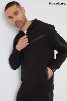 Threadbare Black Chevron Detail High Neck Zip Through Hoodie (622409) | $66