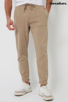 Brown - Threadbare hlače za prosti čas iz pikeja z okrasnimi šivi in manšetami (622417) | €30