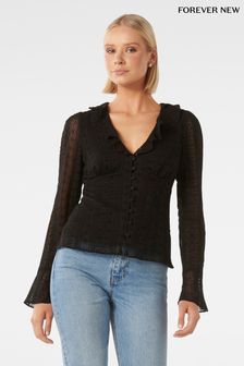 Forever New Black Demi Embroidered Frill Top (622453) | €41.50