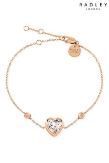 Radley Ladies Baylis Road 18ct Rose Gold Tone Sterling Silver Clear Stone Heart Bracelet (622566) | $121