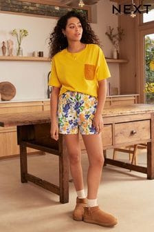 Yellow Floral Cotton Short Set Pyjamas (622718) | HK$153