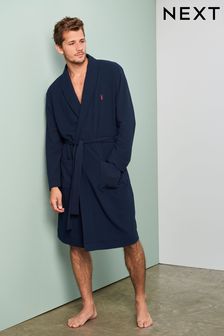 Navy Blue Lightweight Waffle Dressing Gown (622994) | AED119