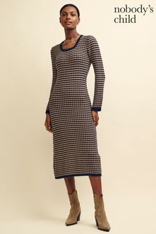 Nobodys Child Multi Textured Stripe Flare Sleeve Midi Dress Stripe (623270) | €49