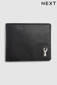 Черный - Кожаный вместительный бумажник со значком оленя (623497) | €23