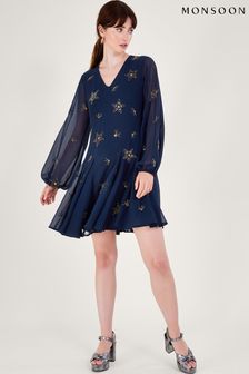 Monsoon Blue Selena Star Embellished Dress (623906) | €117