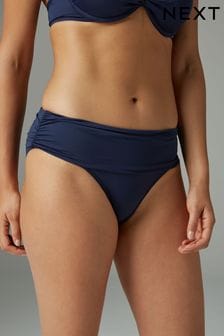 Navy Roll Top Briefs Tummy Control Bikini Bottoms (623920) | $22