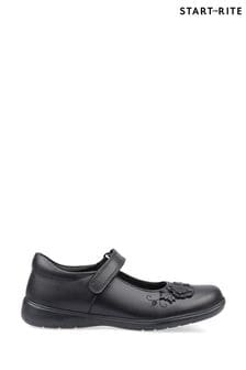 Start Rite Wish Rip-Tape Black Leather Pretty School Shoes F & G Fit (624139) | €61