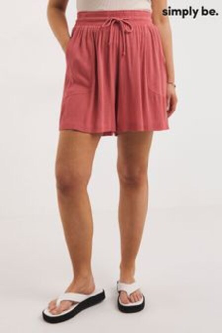 Simply Be Pink Crinkle Tie Waist Shorts (624385) | 27 €
