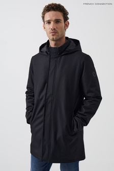 French Connection Black Hooded Trench Coat