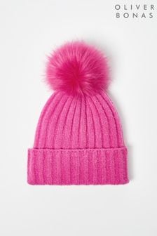 Oliver Bonas Pink Vibrant Rib Pom Knitted Hat (624596) | €31