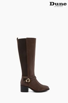 Brown - Dune London Tildy Strap Detail High Leg Long Black Boots (625484) | BGN403