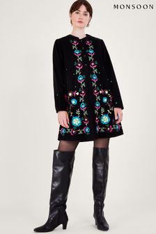 Monsoon Black Cord Embroidered Kim Short Dress (625600) | AED422
