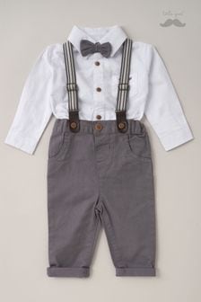 Grau - Little Gent Baby Body mit Hemdlage und Latzhose aus Baumwolle mit Hosenträger (625732) | CHF 49