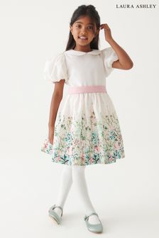 Laura Ashley Green/Ecru Girls Pointon Fields Taffeta Floral Prom Dress (625803) | OMR24 - OMR27