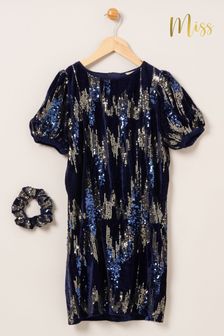 Bleu - Ensemble robe Miss et coiffure Scrunchie (625948) | €45