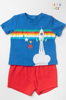 Lily and Jack Blue Rocket Print Cotton 2 Piece T-Shirt And Shorts Set (625976) | ₪ 84