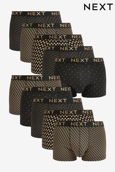 Black/Gold Pattern 10 pack Hipsters (626110) | $126